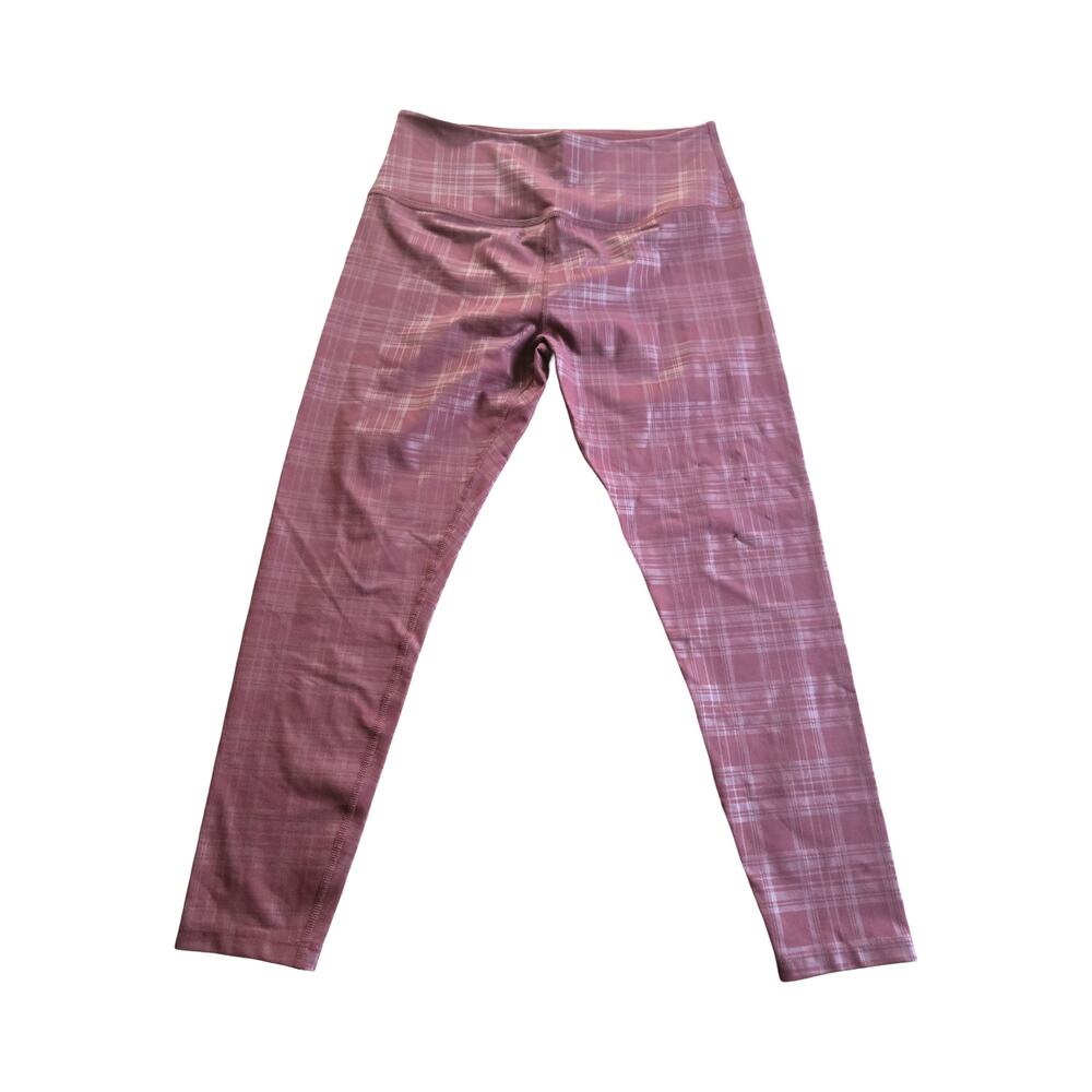 Beyond Yoga Midi Leggings in Burgundy Plaid Size: XL - Picture 2 of 5